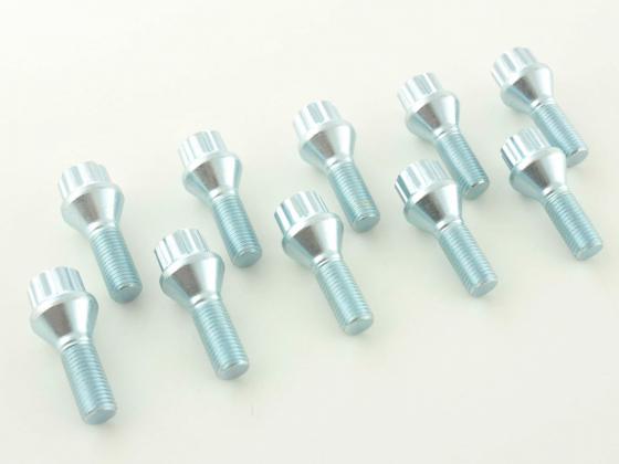 Radschrauben Set (10 Stk.) Kegelbund Schaftlänge 42mm M12x1,25 silber Radschrauben Set (10 Stk.) Kegelbund Schaftlänge 42mm M12x1,25 silber